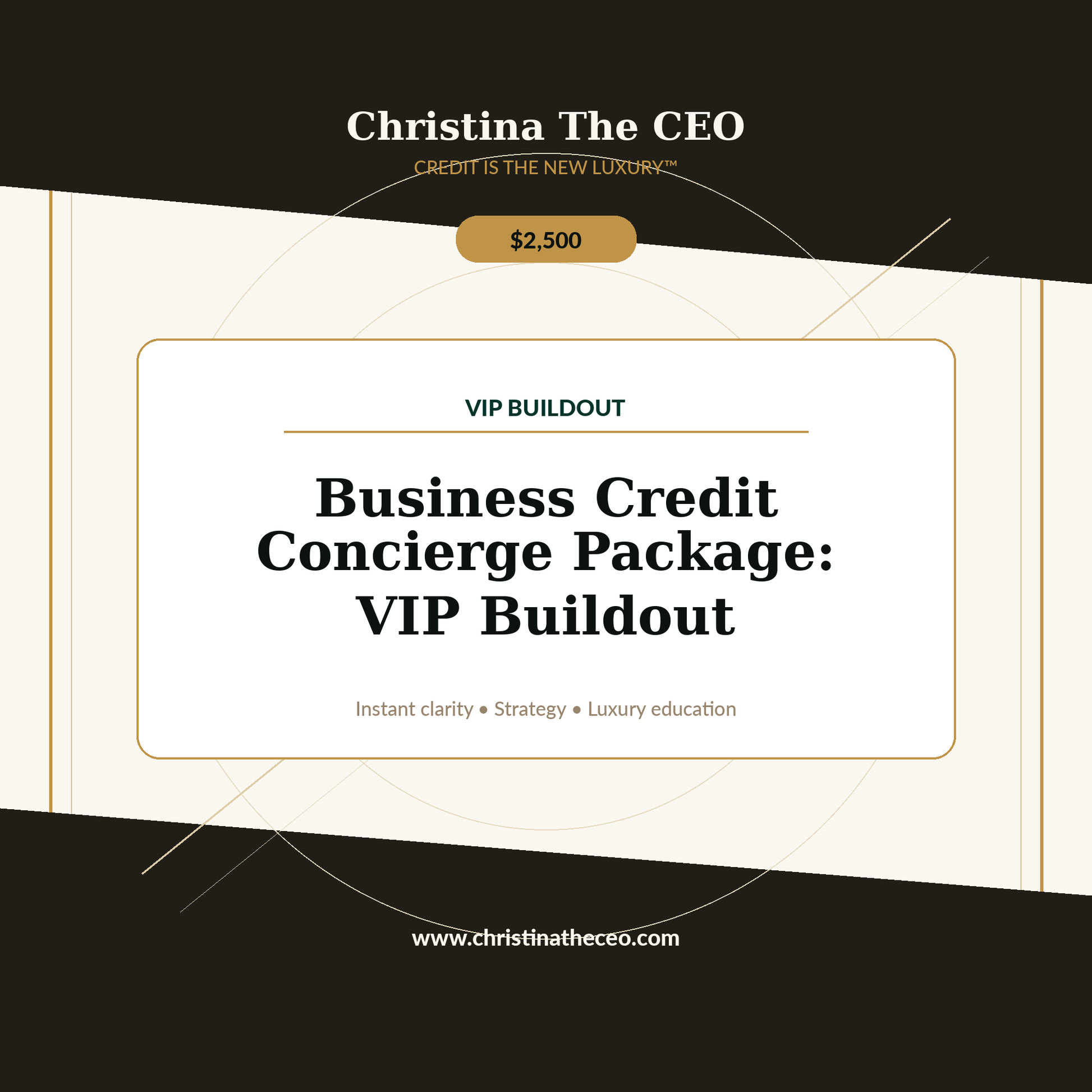 Christina The CEO luxury branded product cover for Business Credit Concierge VIP Buildout