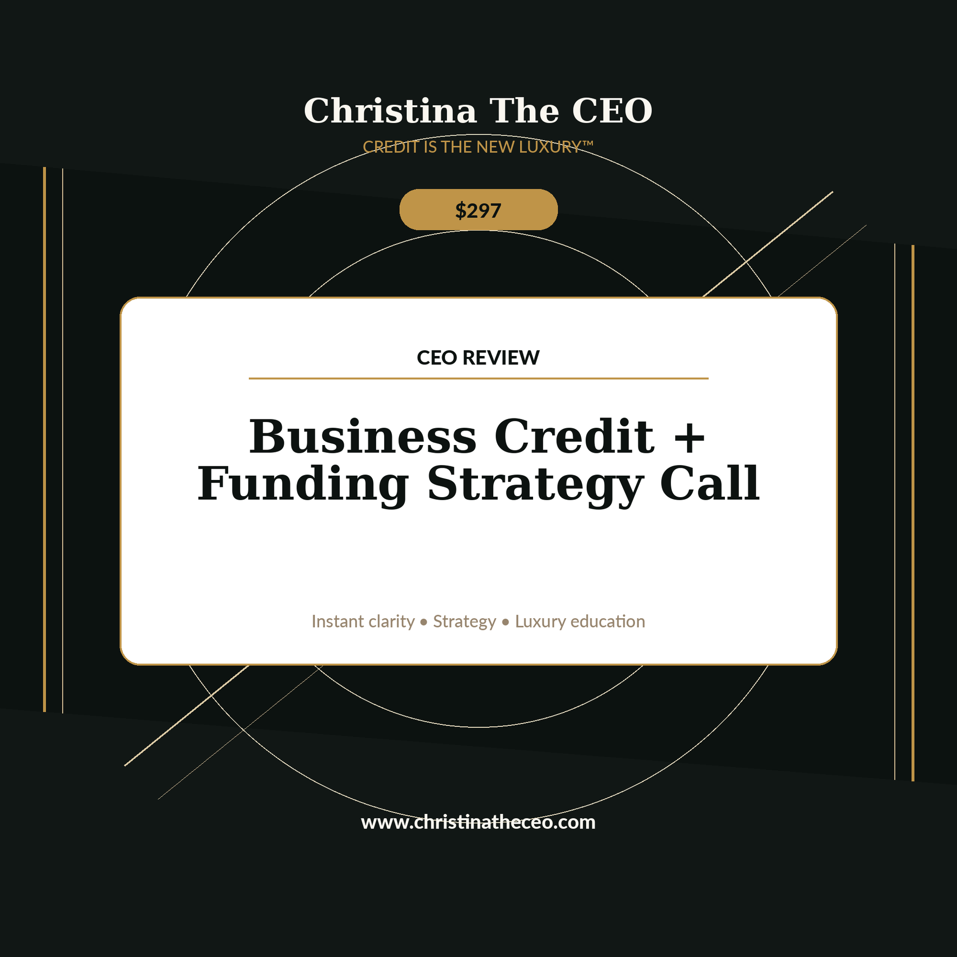 Christina The CEO luxury branded product cover for Business Credit and Funding Strategy Call