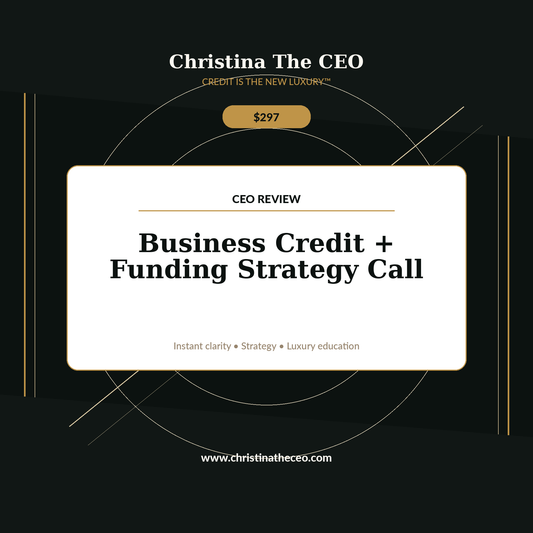 Christina The CEO luxury branded product cover for Business Credit and Funding Strategy Call