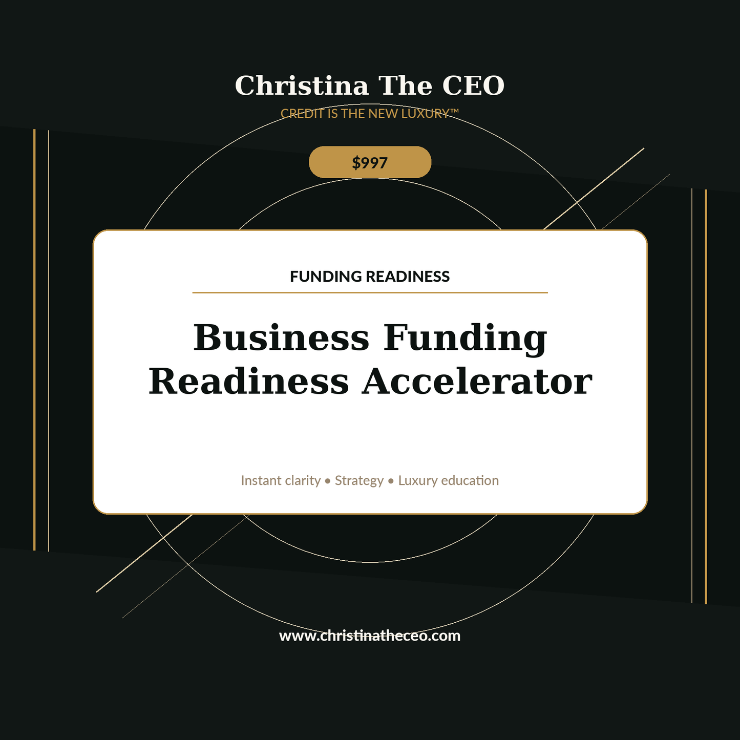 Christina The CEO luxury branded product cover for Business Funding Readiness Accelerator