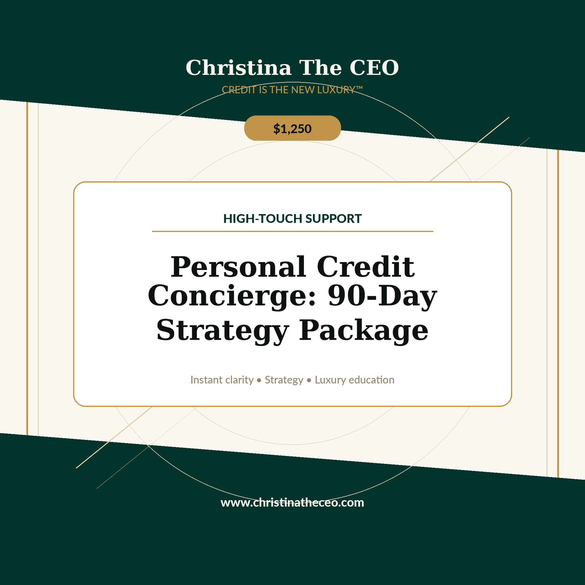 Christina The CEO luxury branded product cover for Personal Credit Concierge 90-Day Strategy Package